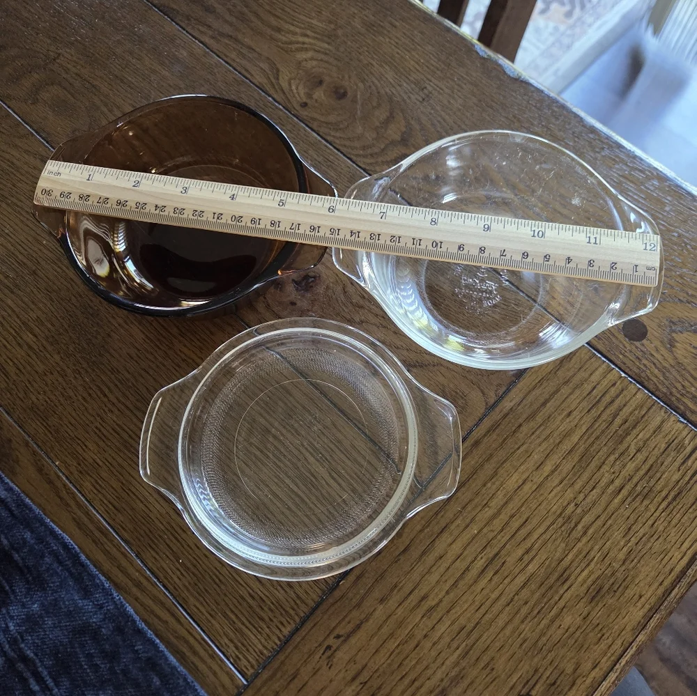 Vintage Anchor Hocking 12oz Ovenware Clear And Amber 1 Lid #472